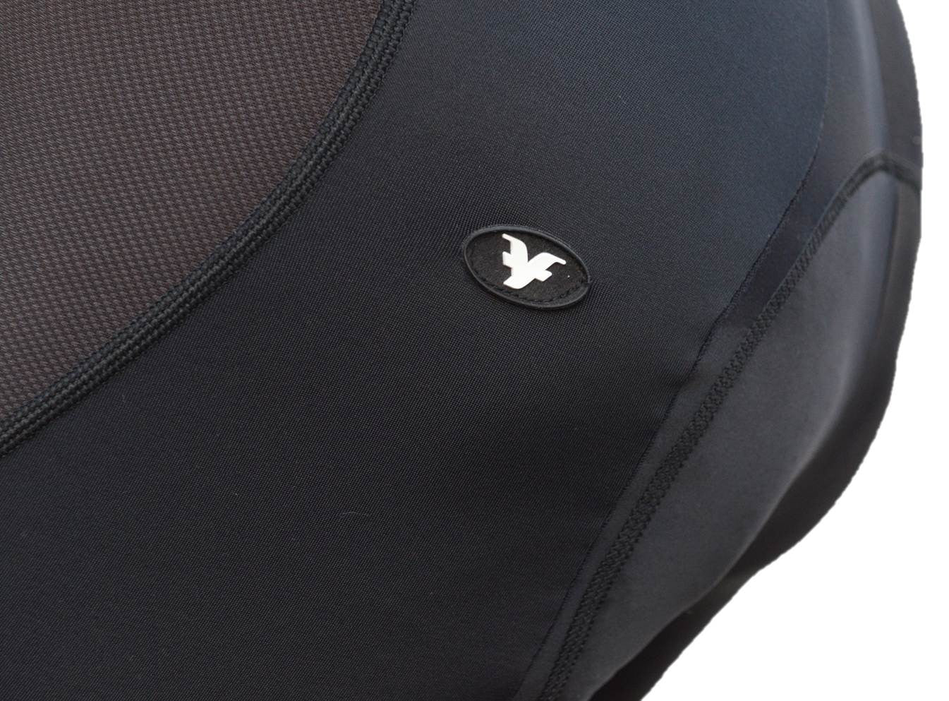 close up of padded bike shorts bent over in riding position